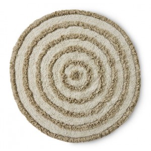 Béžová kulatá bavlněná koupelnová předložka Bath mat - Ø 120 cm
