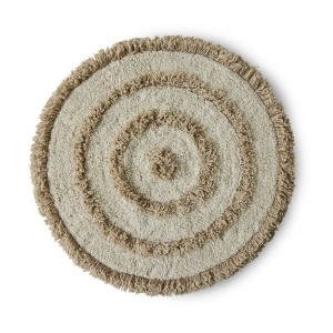 Béžová kulatá bavlněná koupelnová předložka Bath mat - Ø 80 cm
