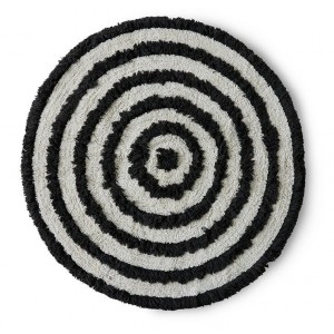 Béžovo-černá kulatá bavlněná koupelnová předložka Bath mat - Ø 120 cm
