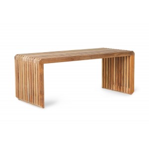 Přírodní dřevěná teaková lamelová lavice Slatted - 96*43*38 cm