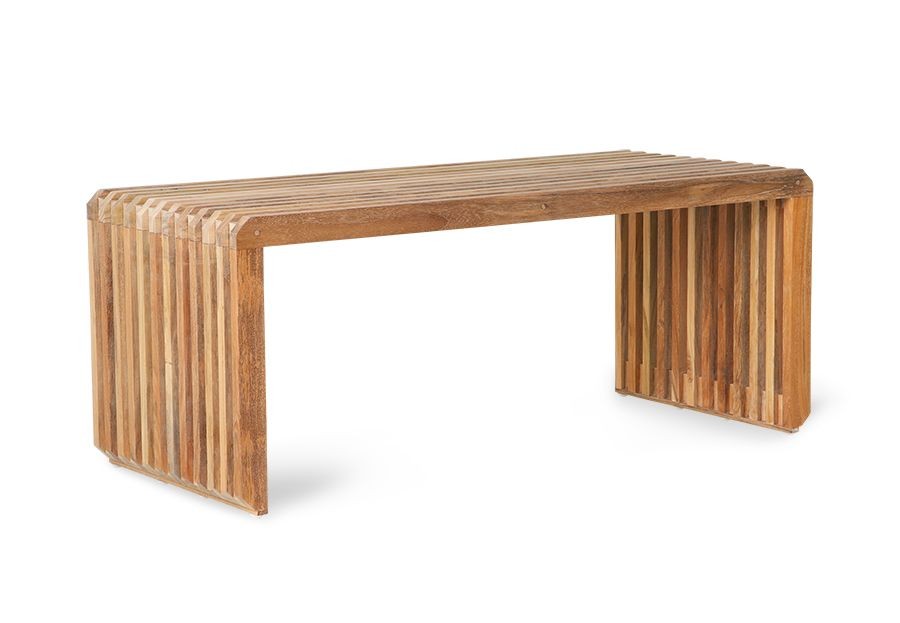 Přírodní dřevěná teaková lamelová lavice Slatted - 96*43*38 cm