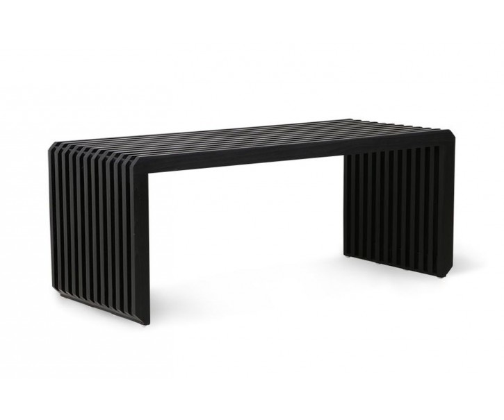 Černá dřevěná lamelová lavice Slatted - 96*43*38 cm