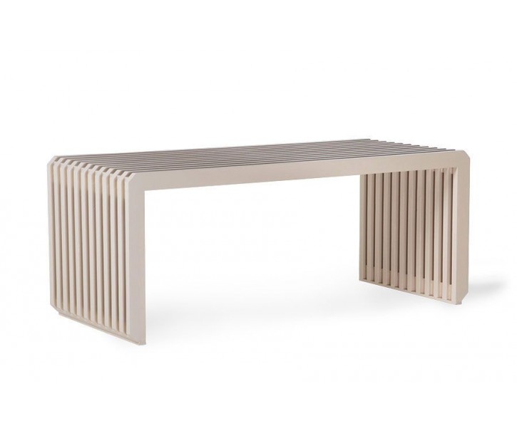 Béžová dřevěná lamelová lavice Slatted - 96*43*38 cm