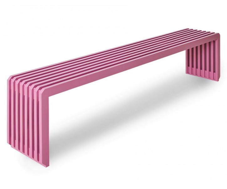 Sytě růžová dřevěná lamelová lavice Slatted L - 160*27*35 cm