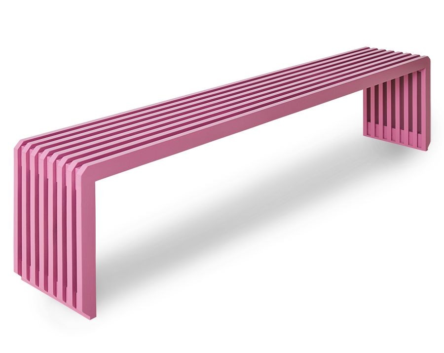 Sytě růžová dřevěná lamelová lavice Slatted L - 160*27*35 cm