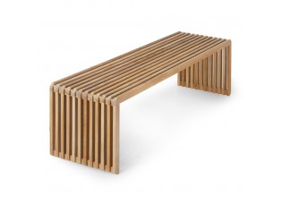 Přírodní dřevěná teaková lamelová lavice Slatted L - 160*43*45 cm