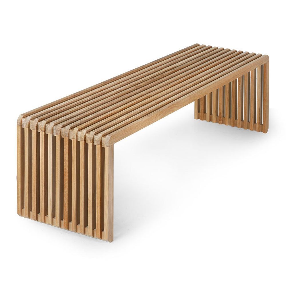 Přírodní dřevěná teaková lamelová lavice Slatted L - 160*43*45 cm