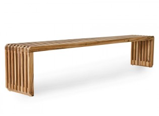 Přírodní dřevěná teaková lamelová lavice Slatted XL - 180*27*35 cm