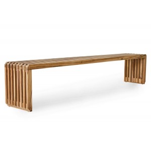Přírodní dřevěná teaková lamelová lavice Slatted XL - 180*27*35 cm