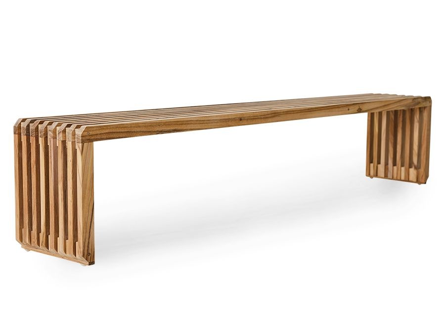 Přírodní dřevěná teaková lamelová lavice Slatted XL - 180*27*35 cm