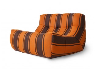 Oranžovo-hnědé venkovní pěnové pruhované lehátko Lazy Lounge - 105*105*75 cm 