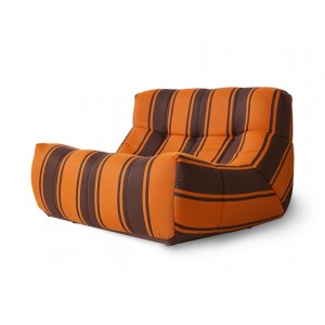 Oranžovo-hnědé venkovní pěnové pruhované lehátko Lazy Lounge - 105*105*75 cm 