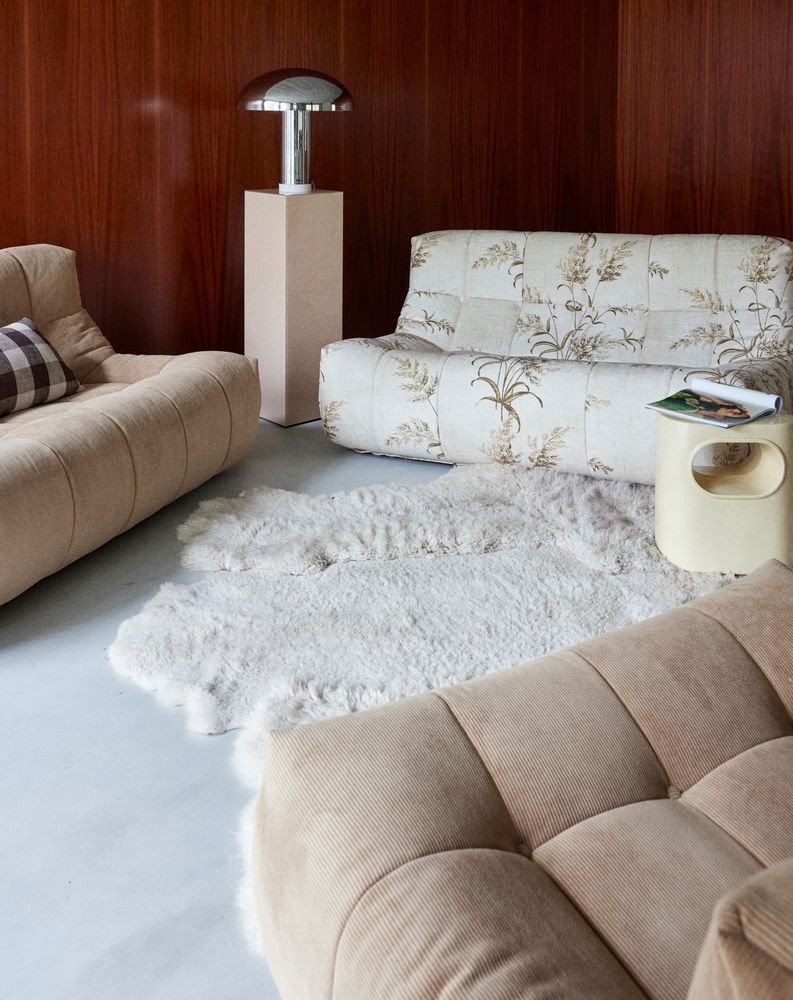 Hnědá manžestrová pěnová lenoška Lazy Lounge - 105*105*75 cm 