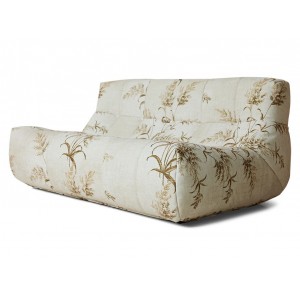 Béžová pěnová lenoška s botanickým potiskem Lazy Lounge L - 158*105*75 cm 