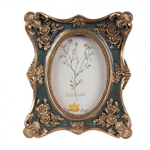 Černo - zlatý fotorámeček s ornamenty růží - 11*2*13 cm / 6*9 cm