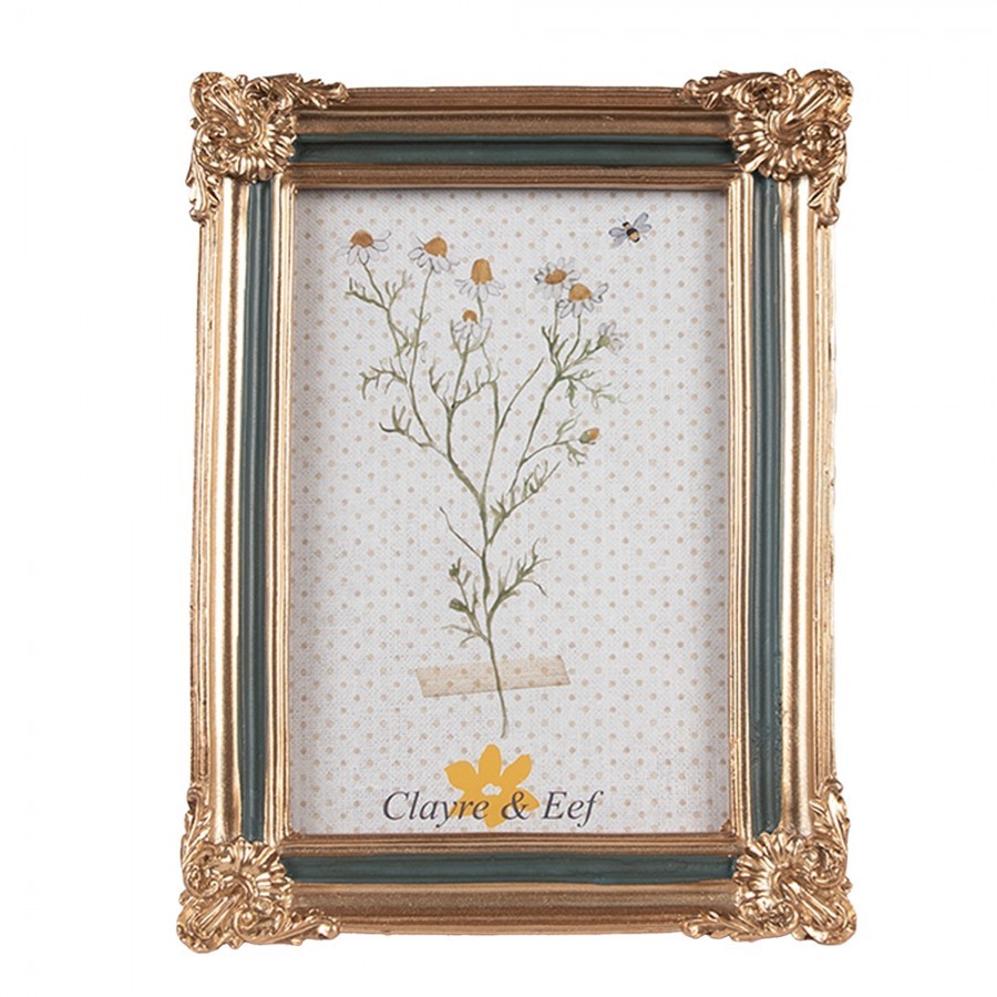 Černo - zlatý fotorámeček s ornamenty - 13*2*18 cm / 10*15 cm