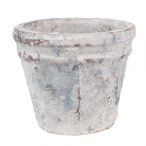 Bílo-šedý antik terakotový květináč Teracci S - Ø 10*8 cm