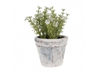 Bílo-šedý antik terakotový květináč Teracci S - Ø 10*8 cm