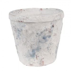 Bílo-šedý antik terakotový květináč Teracci M - Ø 12*11 cm