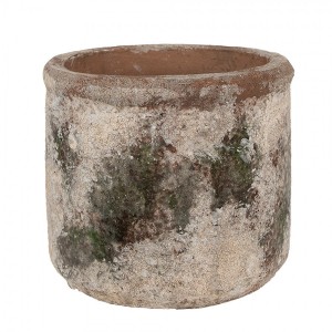 Dekorativní béžovo-zelený antik terakotový květináč Teracci M - Ø 14*12 cm