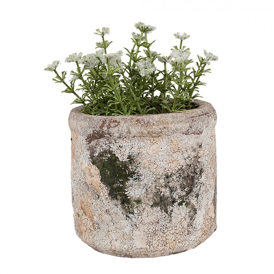 Dekorativní béžovo-zelený antik terakotový květináč Teracci S - Ø 12*11 cm