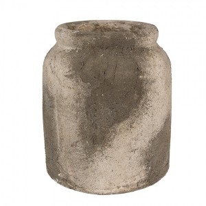 Dekorativní béžovo-šedý antik terakotový květináč Teracci L - Ø 18*20 cm 