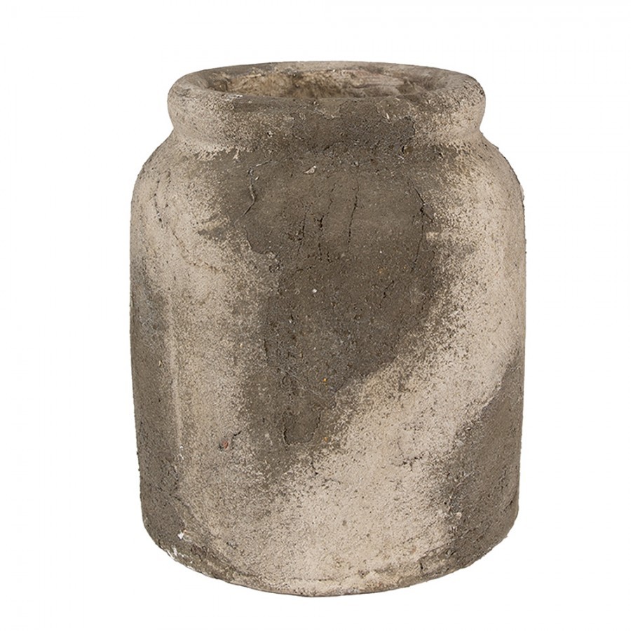 Dekorativní béžovo-šedý antik terakotový květináč Teracci L - Ø 18*20 cm 