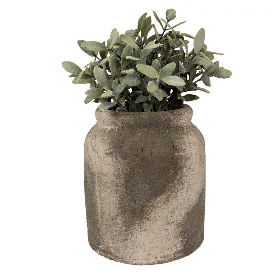 Dekorativní béžovo-šedý antik terakotový květináč Teracci L - Ø 18*20 cm 
