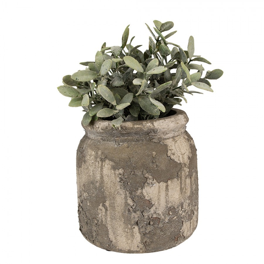 Dekorativní béžovo-šedý antik terakotový květináč Teracci M - Ø 14*13 cm
