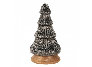 Skleněná vánoční dekorace třpytivého stříbrného stromečku - 13*24 cm 