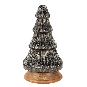 Skleněná vánoční dekorace třpytivého stříbrného stromečku - 13*24 cm 
