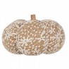 Hnědo-bílá krajková dekorace dýně Pumpkin XXL - Ø 25*16 cm Barva: hnědá, bílá offMateriál: Polyester, dřevoHmotnost: 0,41 kg