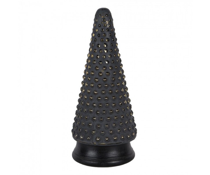 Skleněná vánoční dekorace černozlatého stromečku - 14*31 cm Clayre & Eef
