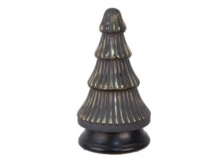 Skleněná vánoční dekorace černozlatého stromečku - 14*25 cm 