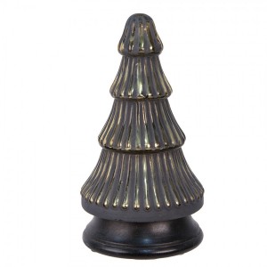 Skleněná vánoční dekorace černozlatého stromečku - 14*25 cm 