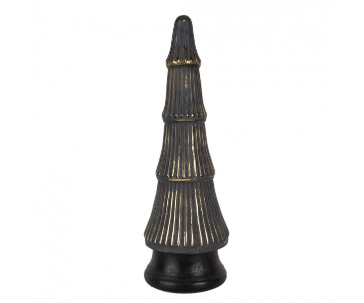 Skleněná vánoční dekorace černozlatého stromečku - 15*45 cm Clayre & Eef