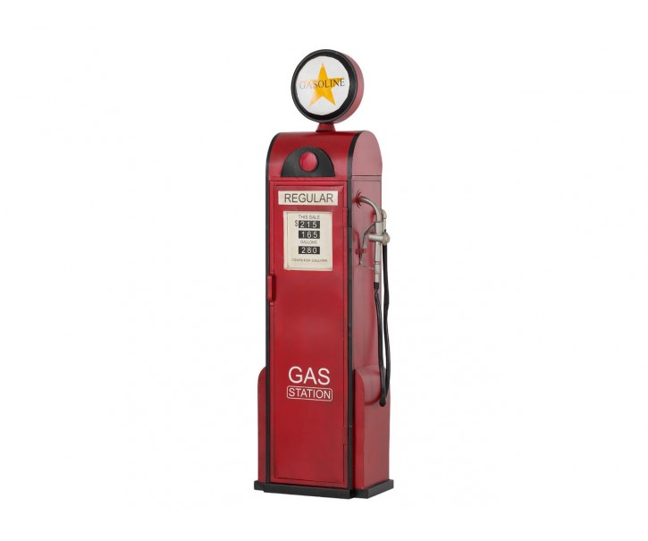 Červená barová skříň plynové čerpadlo Gas Station - 50*33*195 cm