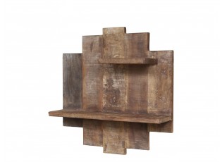 Hnědá dřevěná retro nástěnná polička Grimaud - 50*12*50 cm