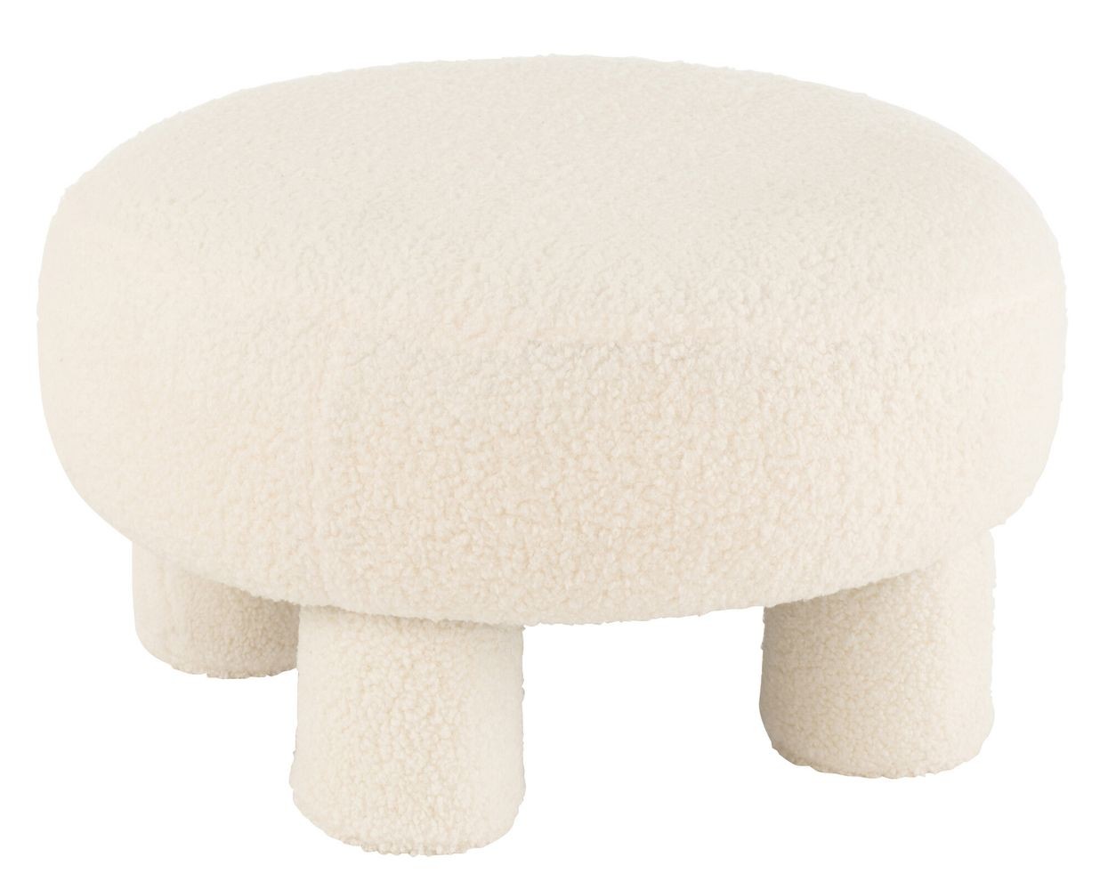 Bílá kulatá stolička Teddy Bouclé White - Ø 52*28 cm