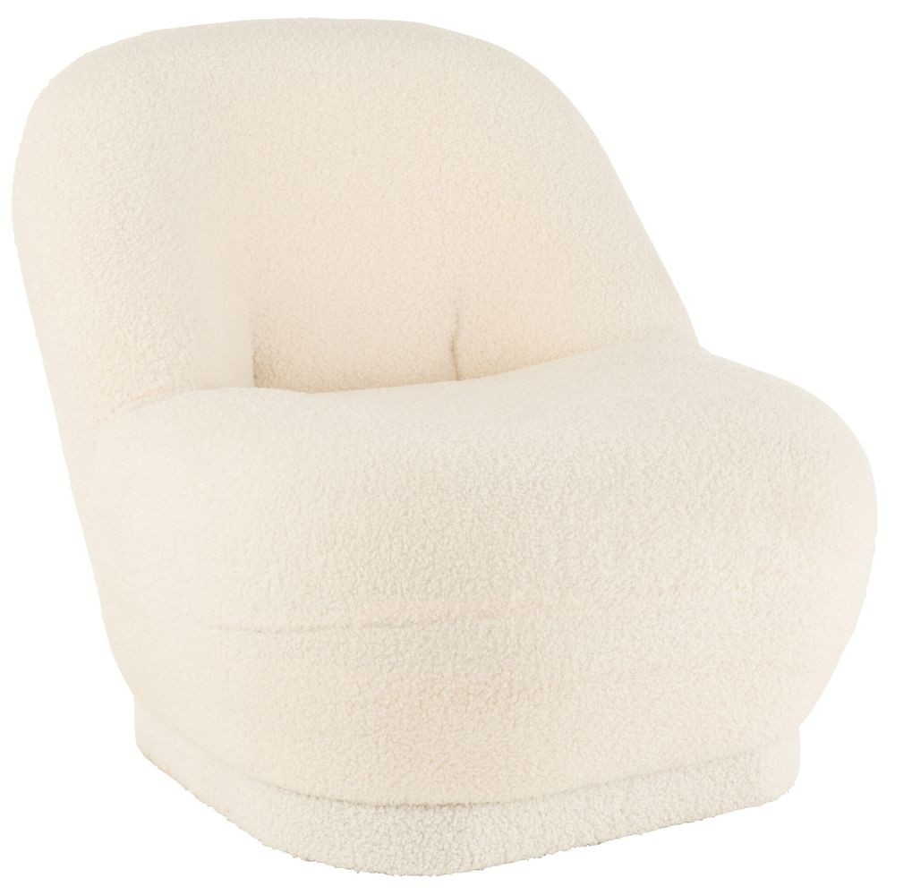 Bílá kulatá stolička/ křesílko s opěrkou Teddy Bouclé White - 78*88*72 cm