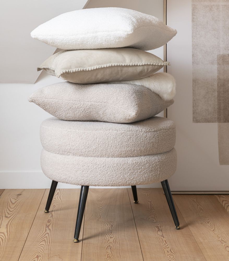 Bílý polštář Teddy Bouclé White - 45*45 cm