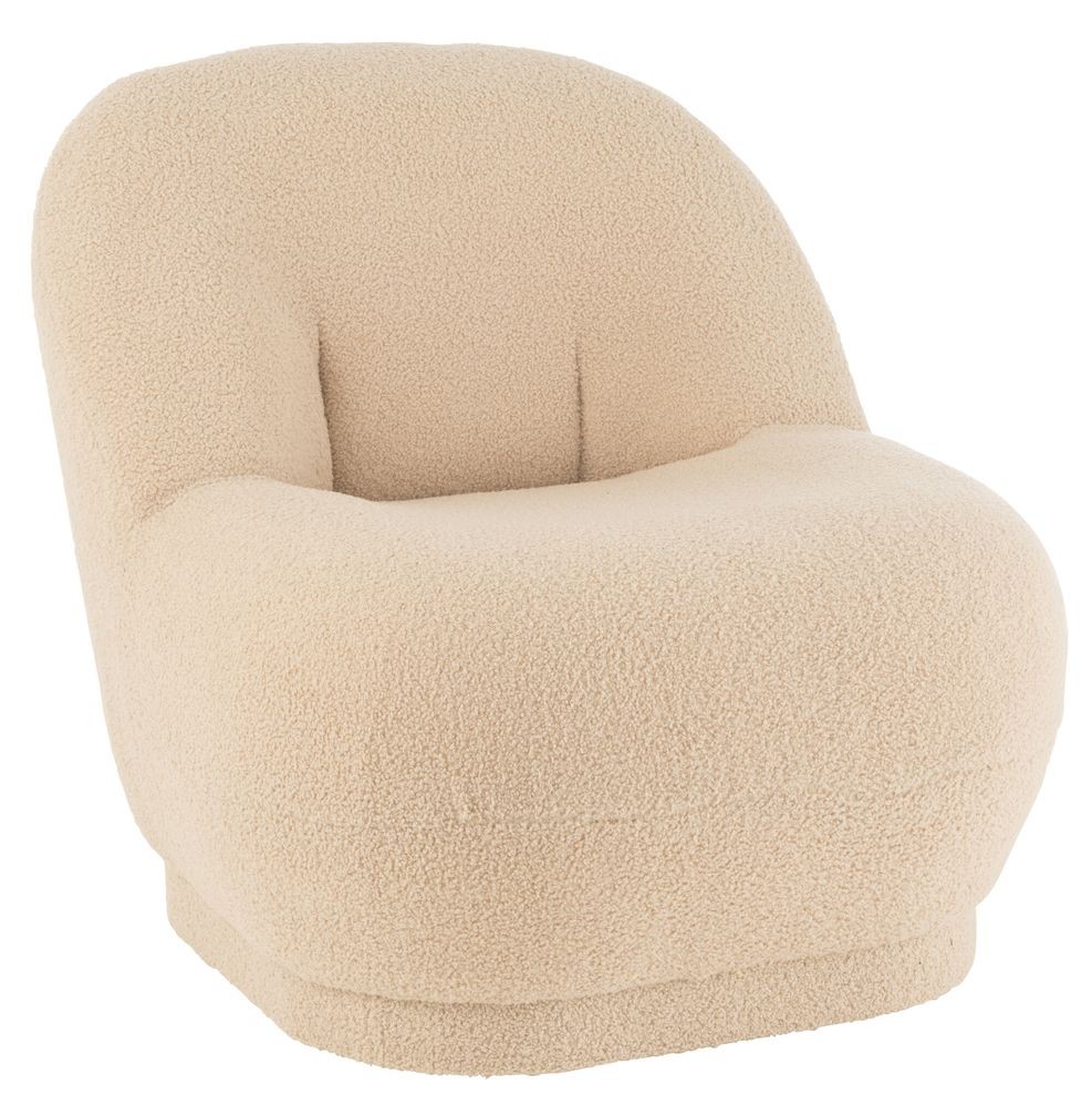 Béžová kulatá stolička/ křesílko s opěrkou Teddy Bouclé Beige - 78*88*72 cm