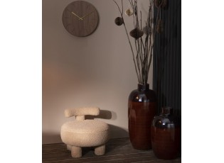 Béžová kulatá stolička s opěrkou Teddy Bouclé Beige - Ø 52*49 cm