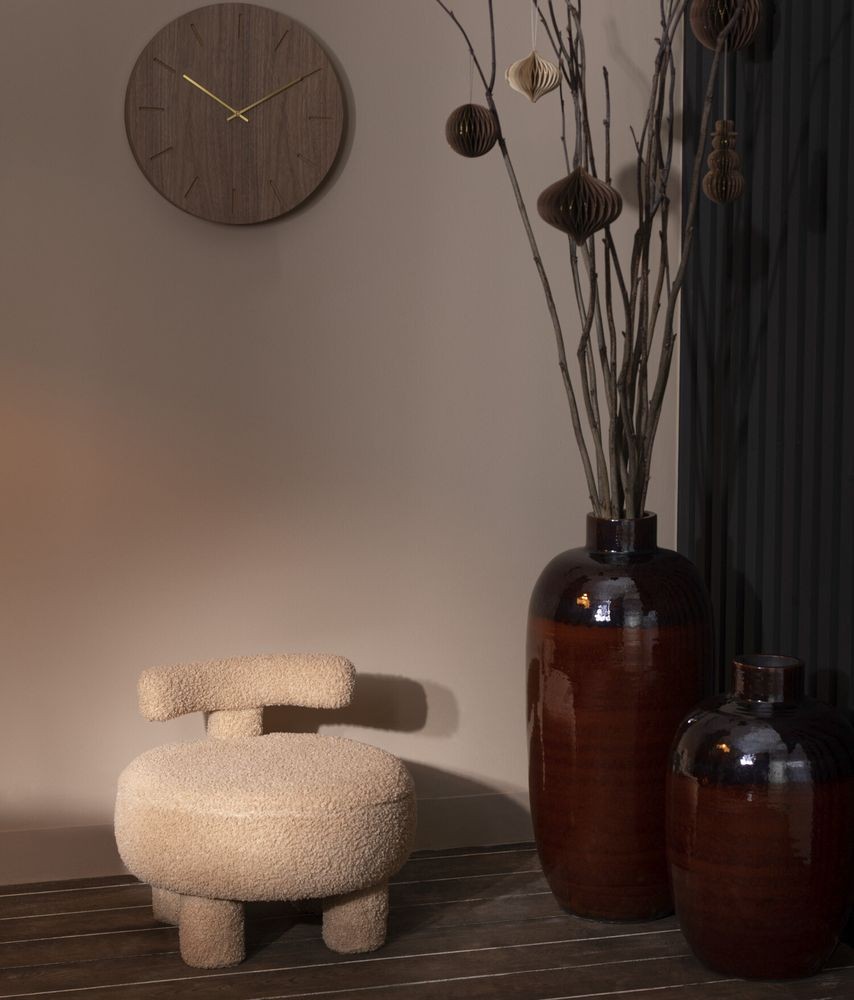 Béžová kulatá stolička s opěrkou Teddy Bouclé Beige - Ø 52*49 cm