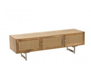 Dřevěný TV stolek z mangového dřeva s výpletem Ginna - 120*43*49 cm