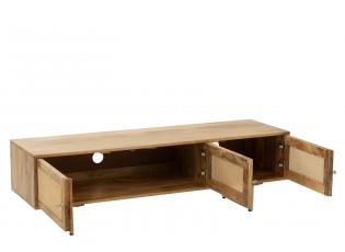 Dřevěný TV stolek z mangového dřeva s výpletem Ginna - 120*43*49 cm