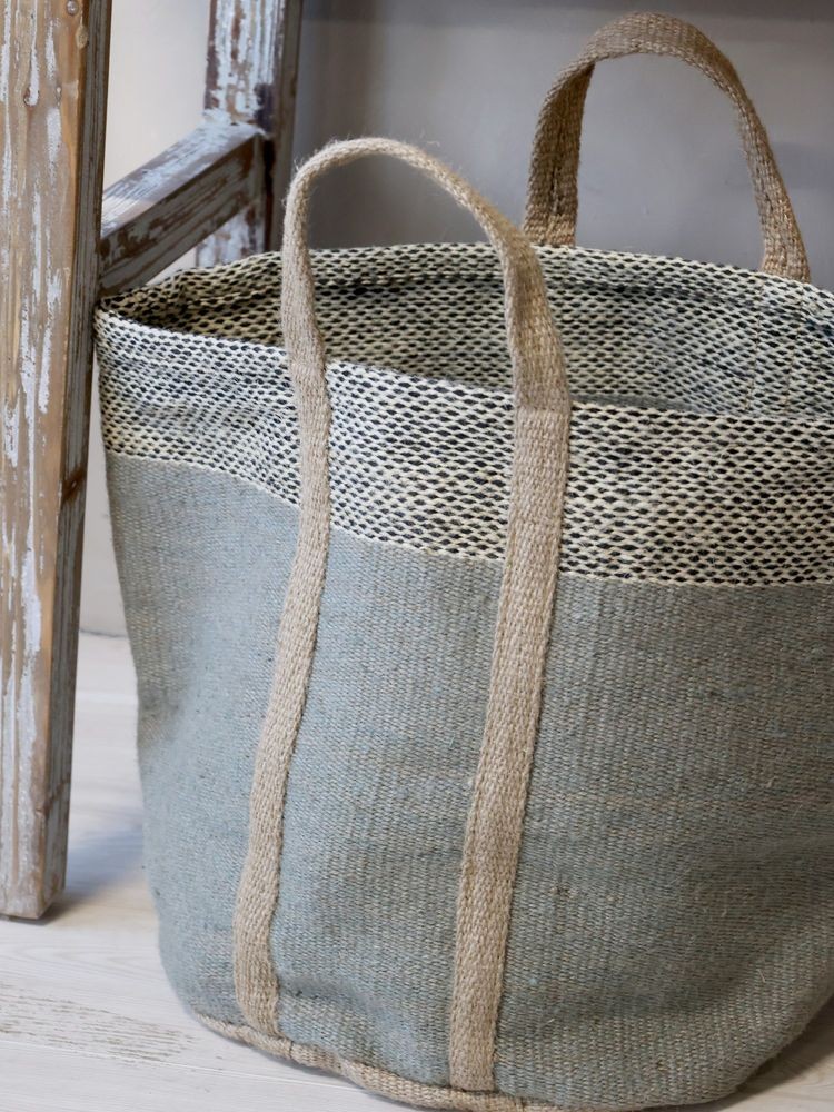 Zelená košíková jutová taška Basket Bag - 40*40*40/ 60 cm