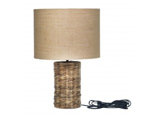 Stolní lampa s pletenou základnou a lněným stínidlem Pipp - 26*50 cm/ E27