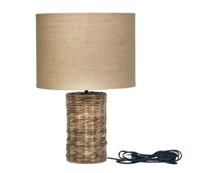 Stolní lampa s pletenou základnou a lněným stínidlem Pipp - 26*50 cm/ E27