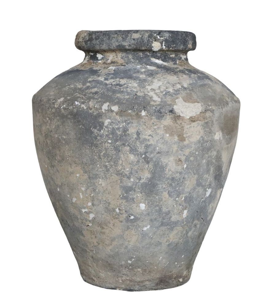 Šedá antik hliněná váza Grimaud - Ø 35*55 cm